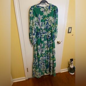 Jessica Howard Green and Blue Floral Long Sleeve Dress